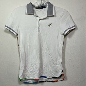 Ralph Lauren White Polo with Striped Collar